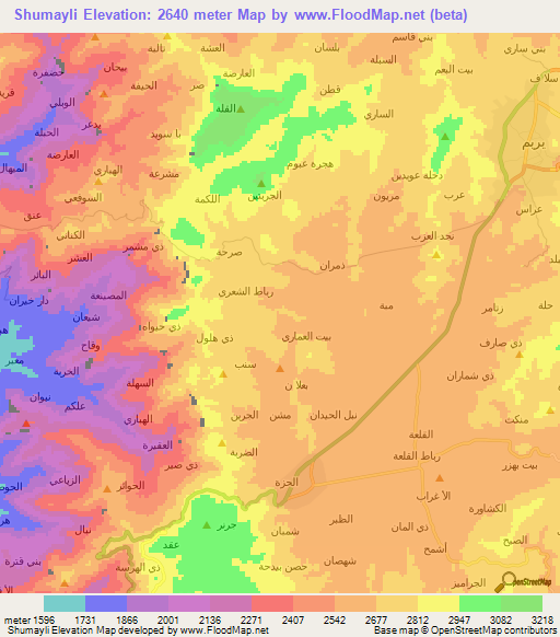 Shumayli,Yemen Elevation Map