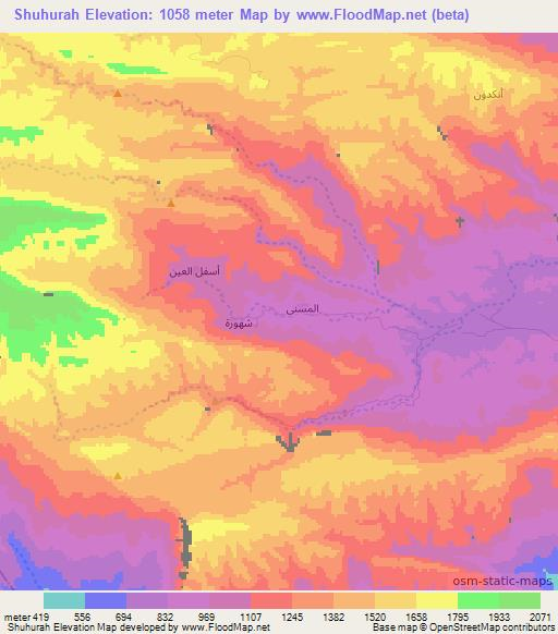 Shuhurah,Yemen Elevation Map