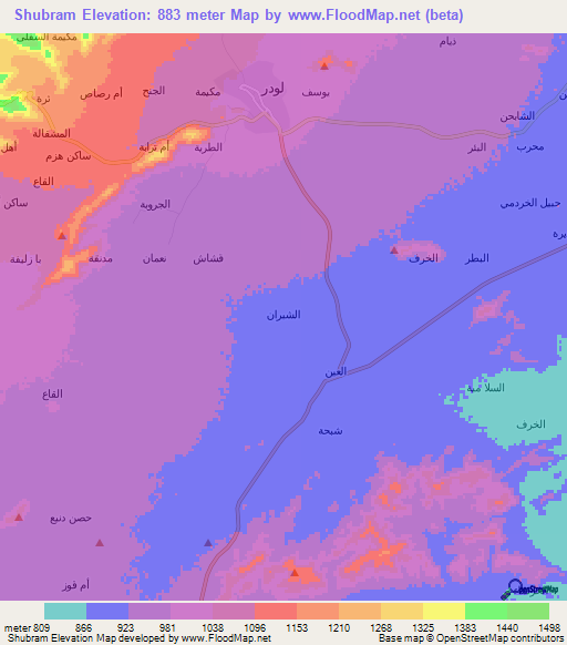 Shubram,Yemen Elevation Map