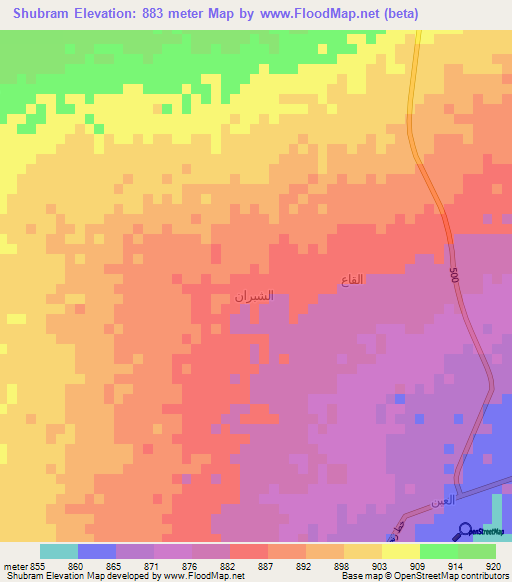 Shubram,Yemen Elevation Map