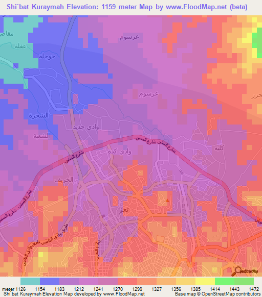 Shi`bat Kuraymah,Yemen Elevation Map