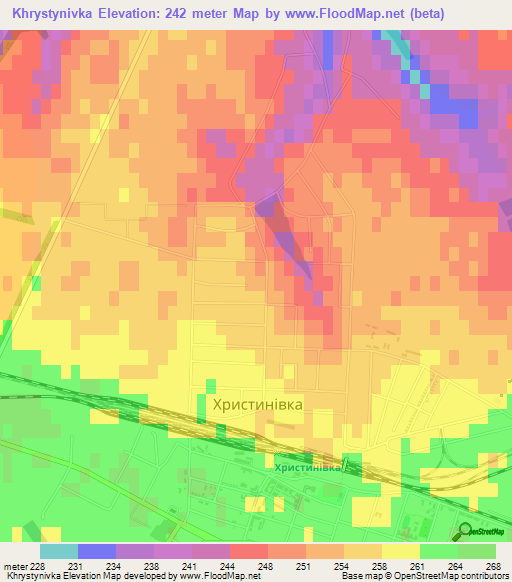 Khrystynivka,Ukraine Elevation Map