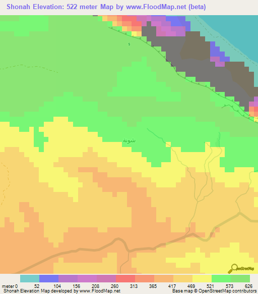 Shonah,Yemen Elevation Map