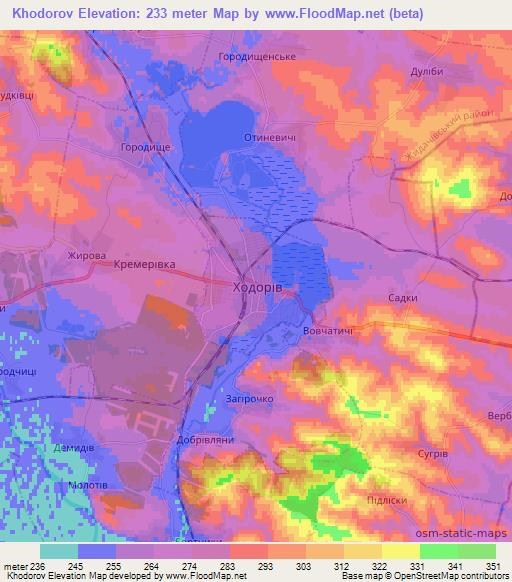 Khodorov,Ukraine Elevation Map