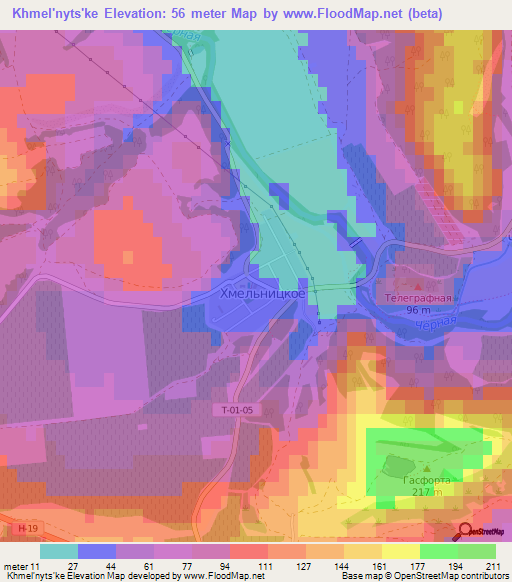 Khmel'nyts'ke,Ukraine Elevation Map