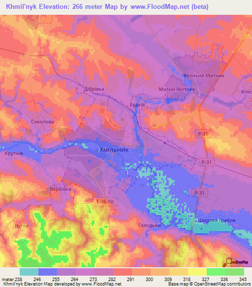 Khmil'nyk,Ukraine Elevation Map