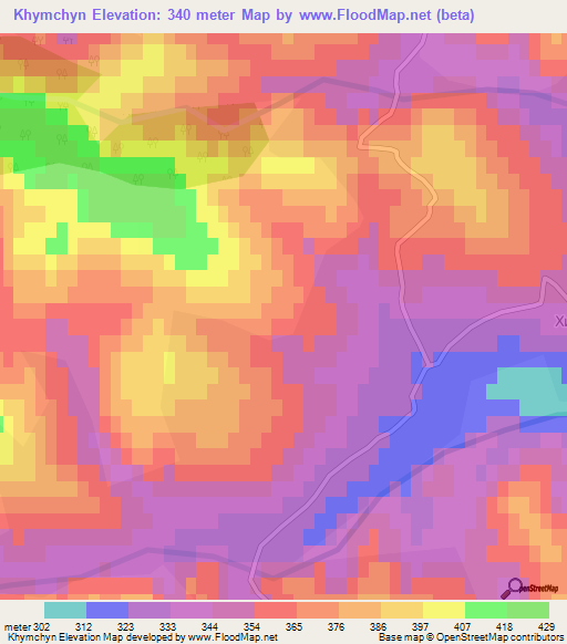 Khymchyn,Ukraine Elevation Map