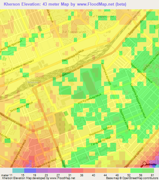 Kherson,Ukraine Elevation Map