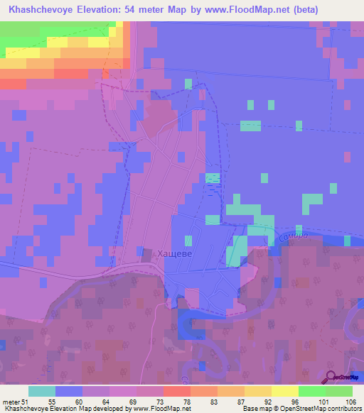 Khashchevoye,Ukraine Elevation Map