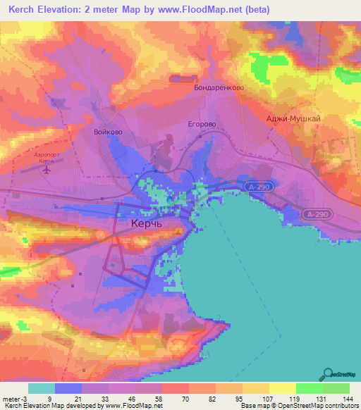 Kerch,Ukraine Elevation Map