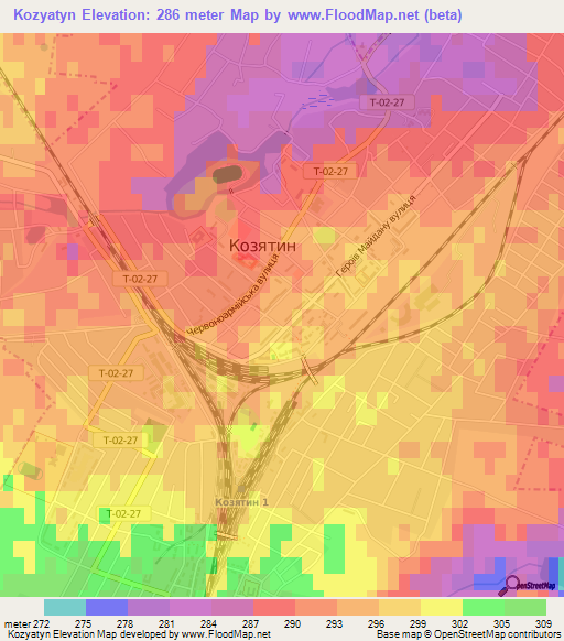 Kozyatyn,Ukraine Elevation Map