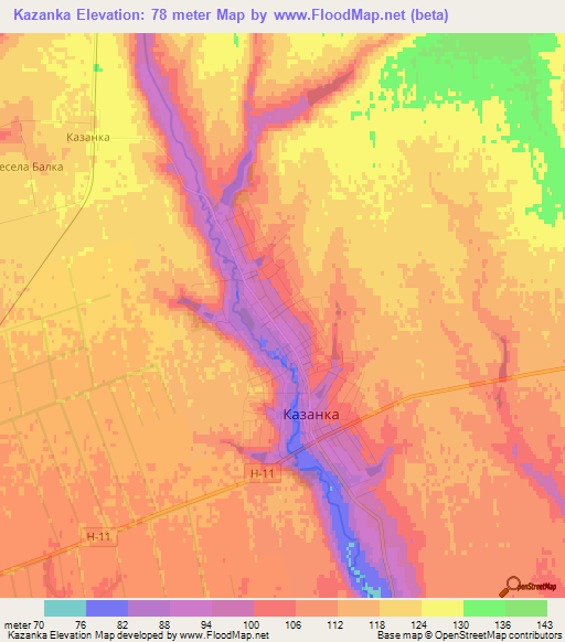 Kazanka,Ukraine Elevation Map