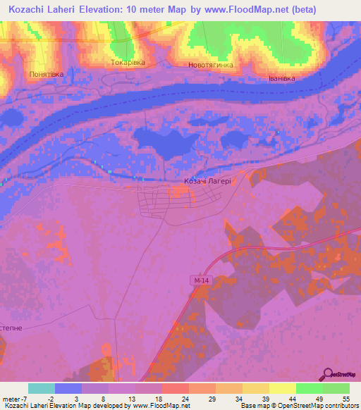 Kozachi Laheri,Ukraine Elevation Map