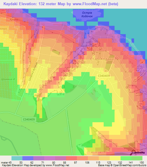 Kaydaki,Ukraine Elevation Map