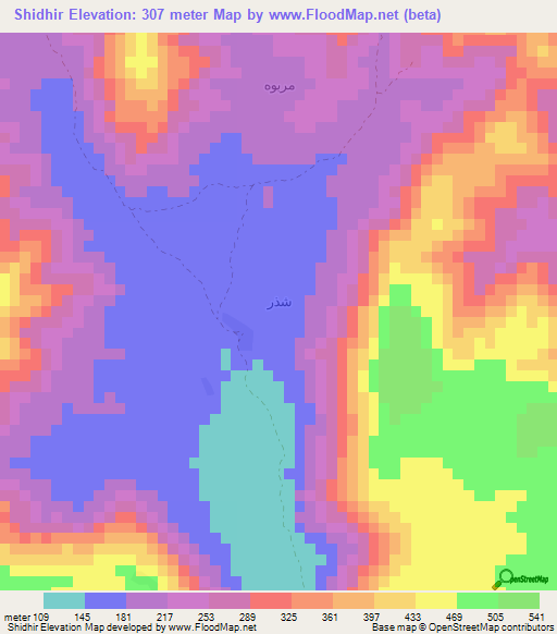 Shidhir,Yemen Elevation Map