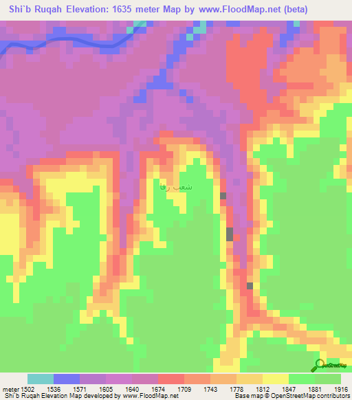 Shi`b Ruqah,Yemen Elevation Map