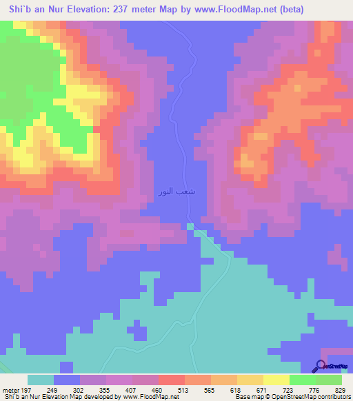 Shi`b an Nur,Yemen Elevation Map