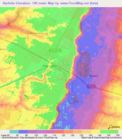 Karlivka,Ukraine Elevation Map