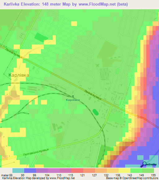 Karlivka,Ukraine Elevation Map