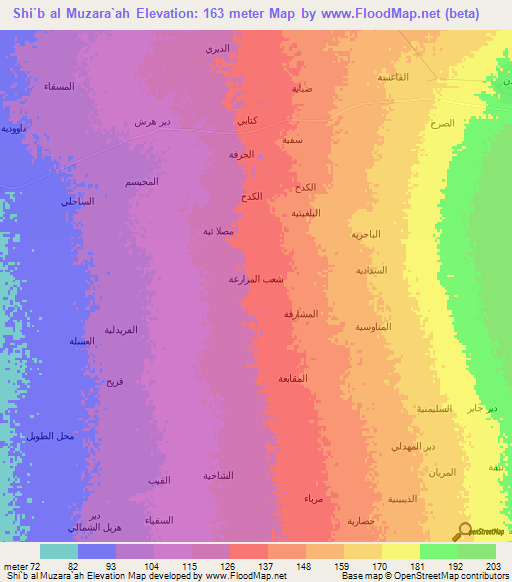 Shi`b al Muzara`ah,Yemen Elevation Map