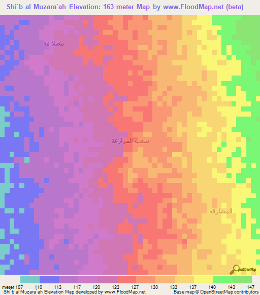 Shi`b al Muzara`ah,Yemen Elevation Map