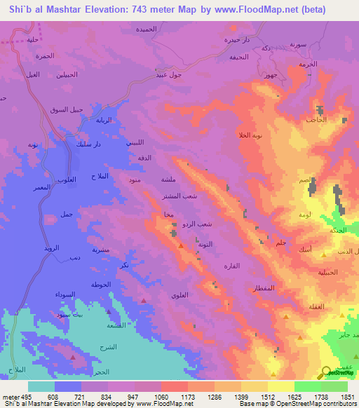 Shi`b al Mashtar,Yemen Elevation Map