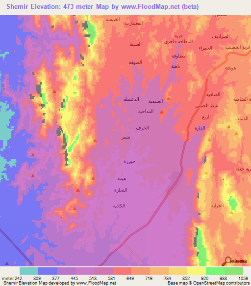 Shemir,Yemen Elevation Map