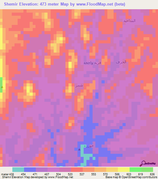 Shemir,Yemen Elevation Map
