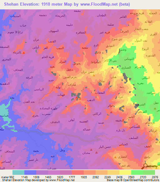 Shehan,Yemen Elevation Map