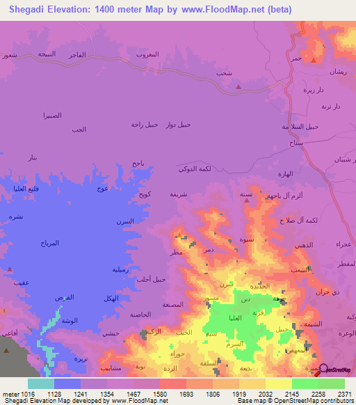 Shegadi,Yemen Elevation Map