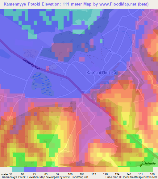 Kamennyye Potoki,Ukraine Elevation Map
