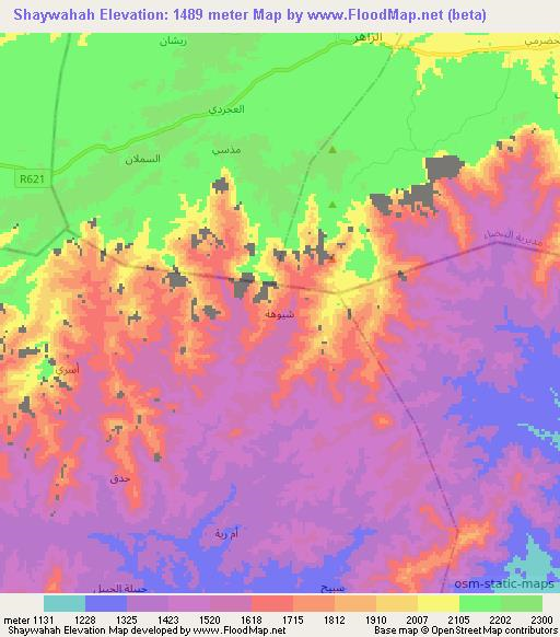 Shaywahah,Yemen Elevation Map