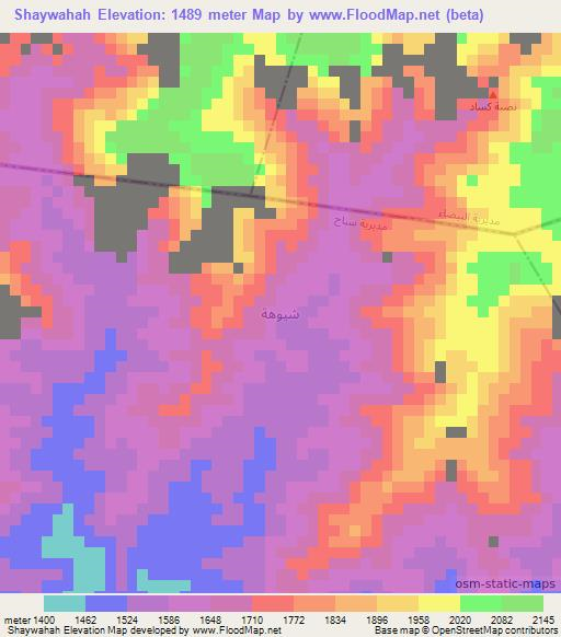 Shaywahah,Yemen Elevation Map