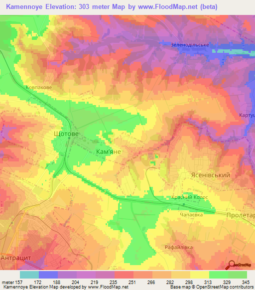 Kamennoye,Ukraine Elevation Map