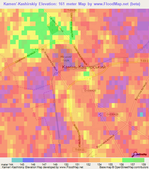 Kamen'-Kashirskiy,Ukraine Elevation Map