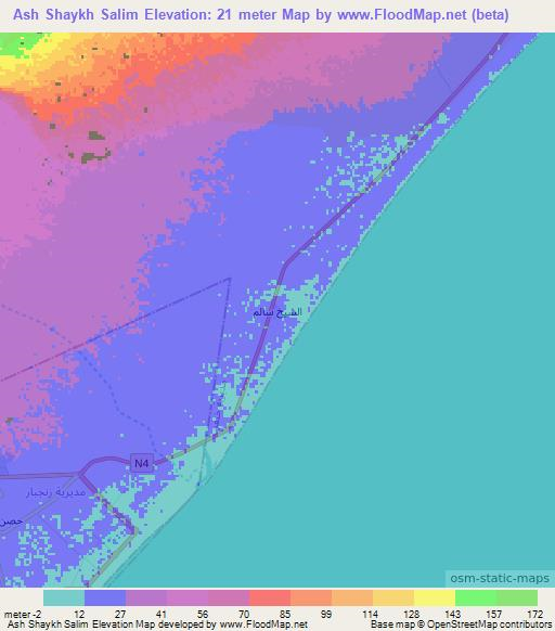 Ash Shaykh Salim,Yemen Elevation Map