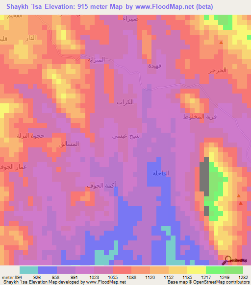 Shaykh `Isa,Yemen Elevation Map