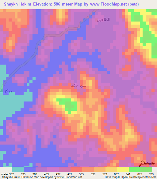 Shaykh Hakim,Yemen Elevation Map