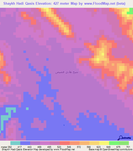 Shaykh Hadi Qasis,Yemen Elevation Map