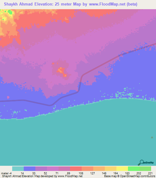 Shaykh Ahmad,Yemen Elevation Map