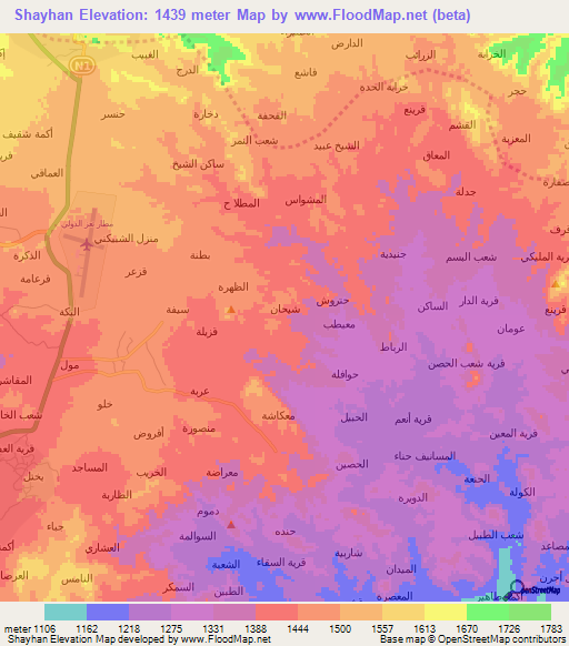 Shayhan,Yemen Elevation Map