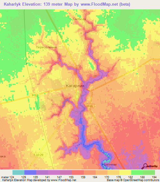 Kaharlyk,Ukraine Elevation Map