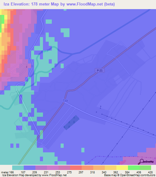 Iza,Ukraine Elevation Map