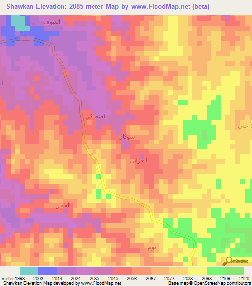 Shawkan,Yemen Elevation Map