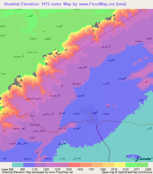Shawhat,Yemen Elevation Map