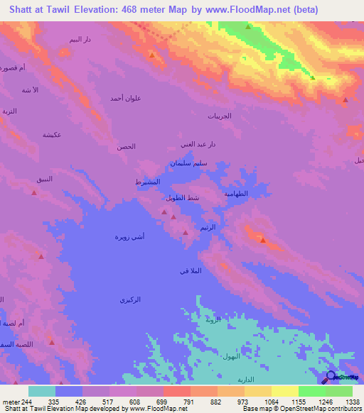 Shatt at Tawil,Yemen Elevation Map