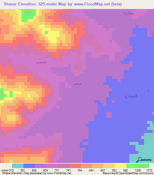 Shasar,Yemen Elevation Map