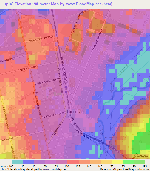 Irpin',Ukraine Elevation Map
