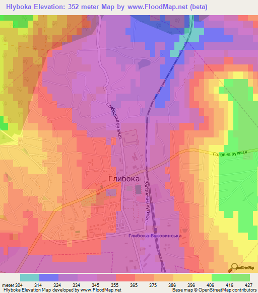 Hlyboka,Ukraine Elevation Map