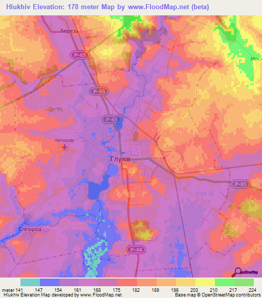 Hlukhiv,Ukraine Elevation Map